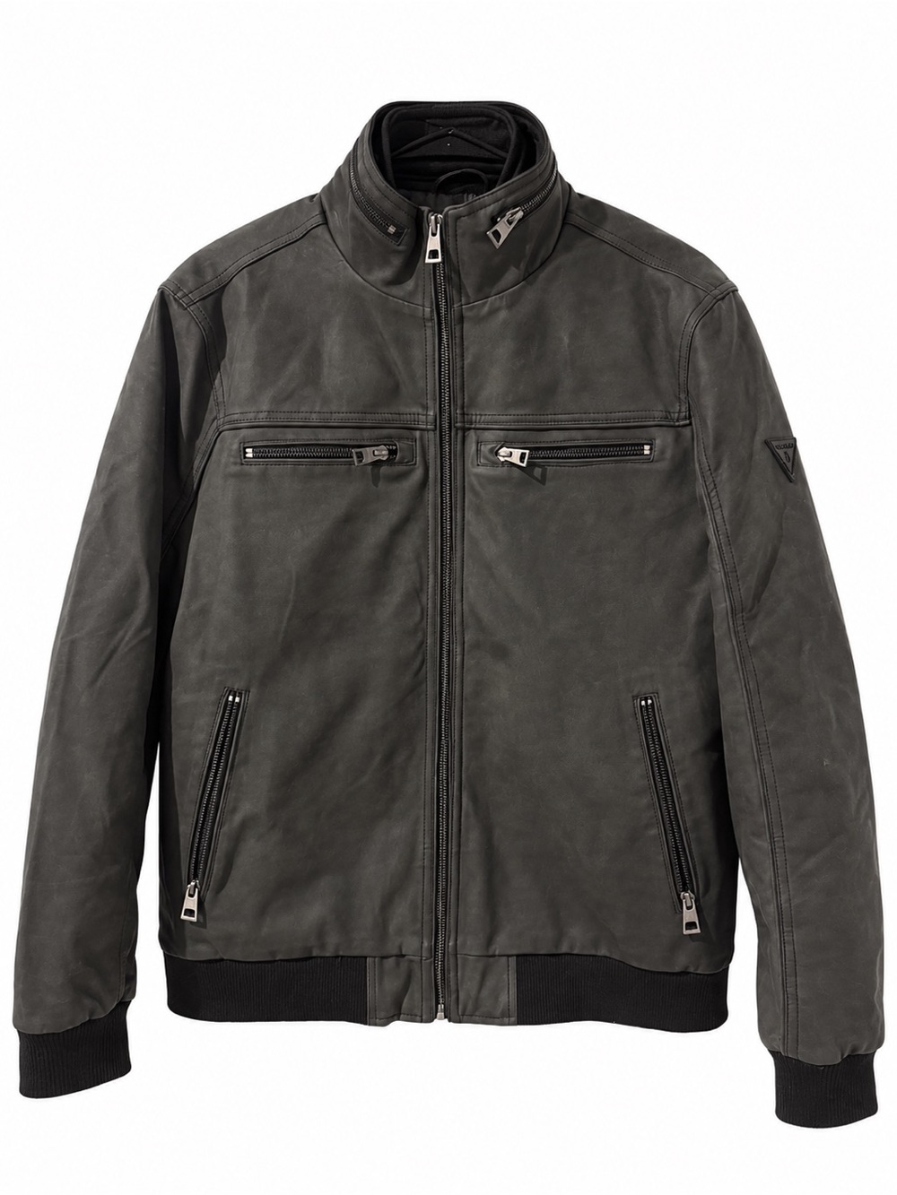 Guess Men's Charcoal Gray Zip-Front Bomber Jacket